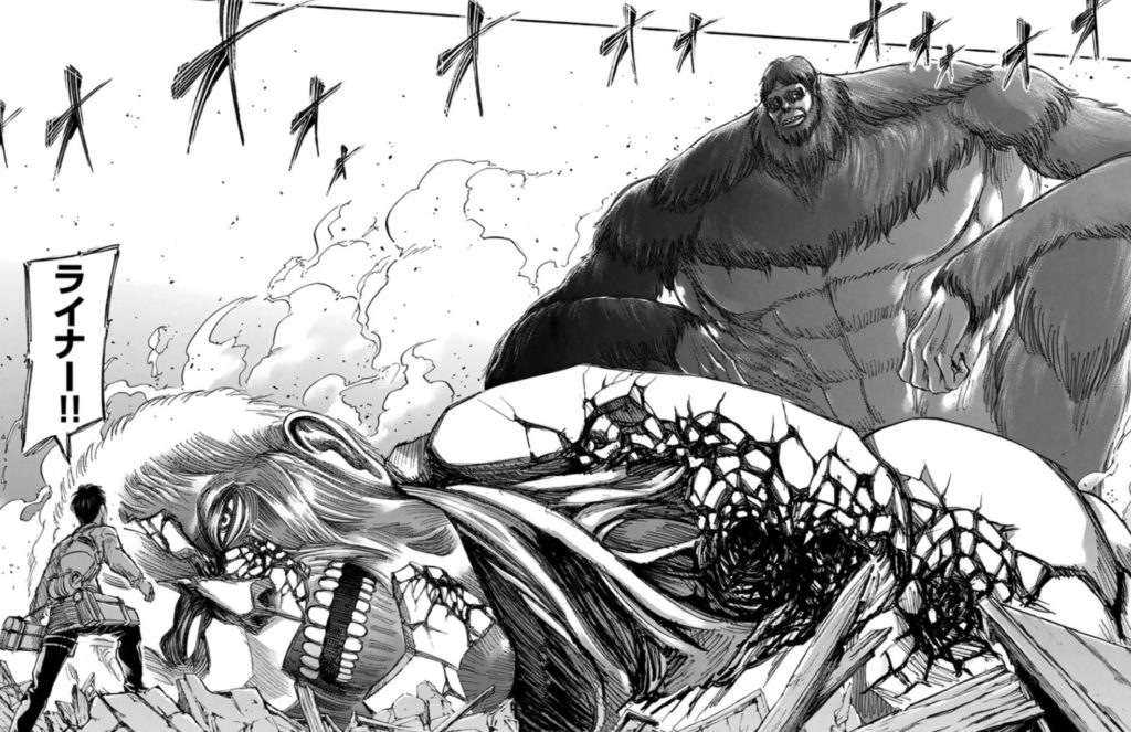 鎧の巨人を倒す獣の巨人